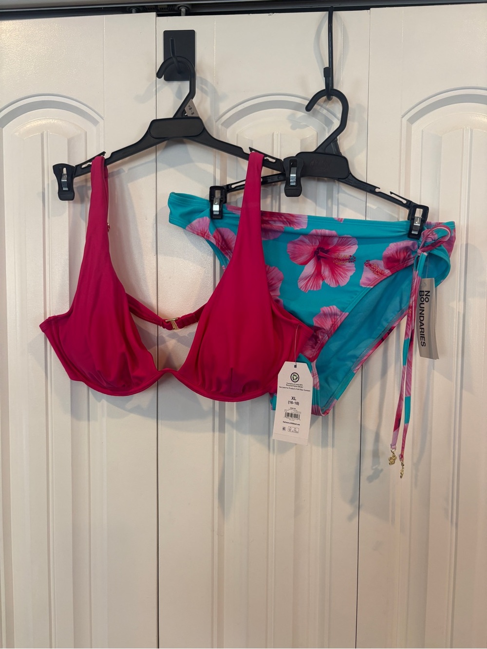 Pink and turquoise floral bikini size xl